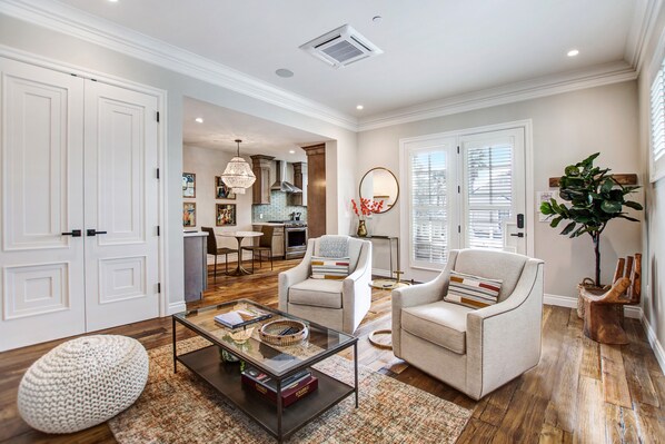 TV, fireplace, music library, stereo