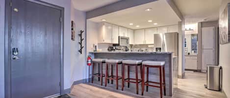 Fridge, microwave, oven, dishwasher