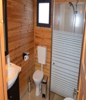 Executive Studio Suite | Bathroom | Shower, towels, soap, shampoo