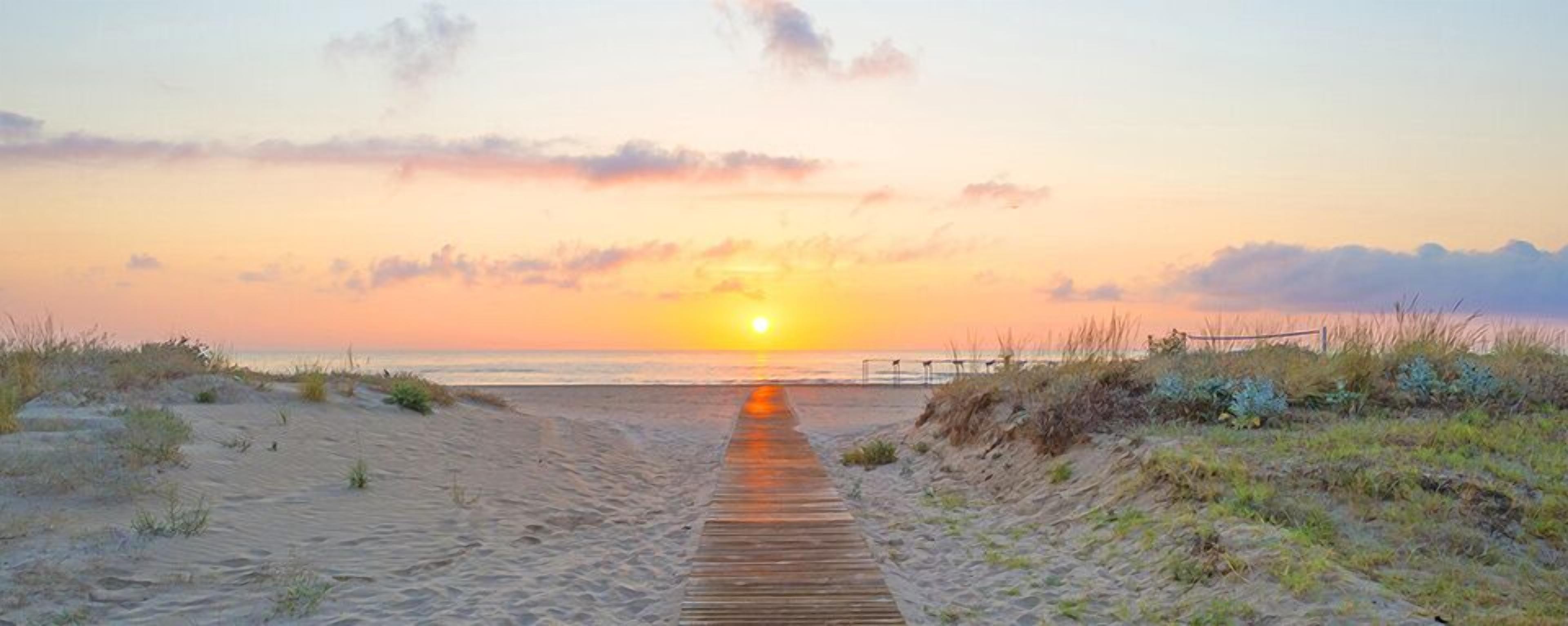 Utsikt mot strand/hav