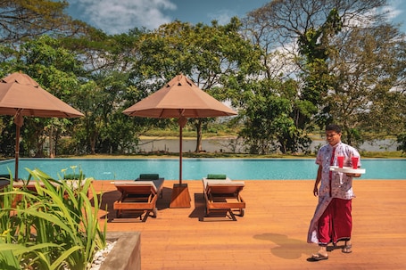 Outdoor pool, sun loungers