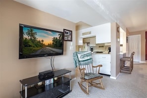 Flat-screen TV, DVD player
