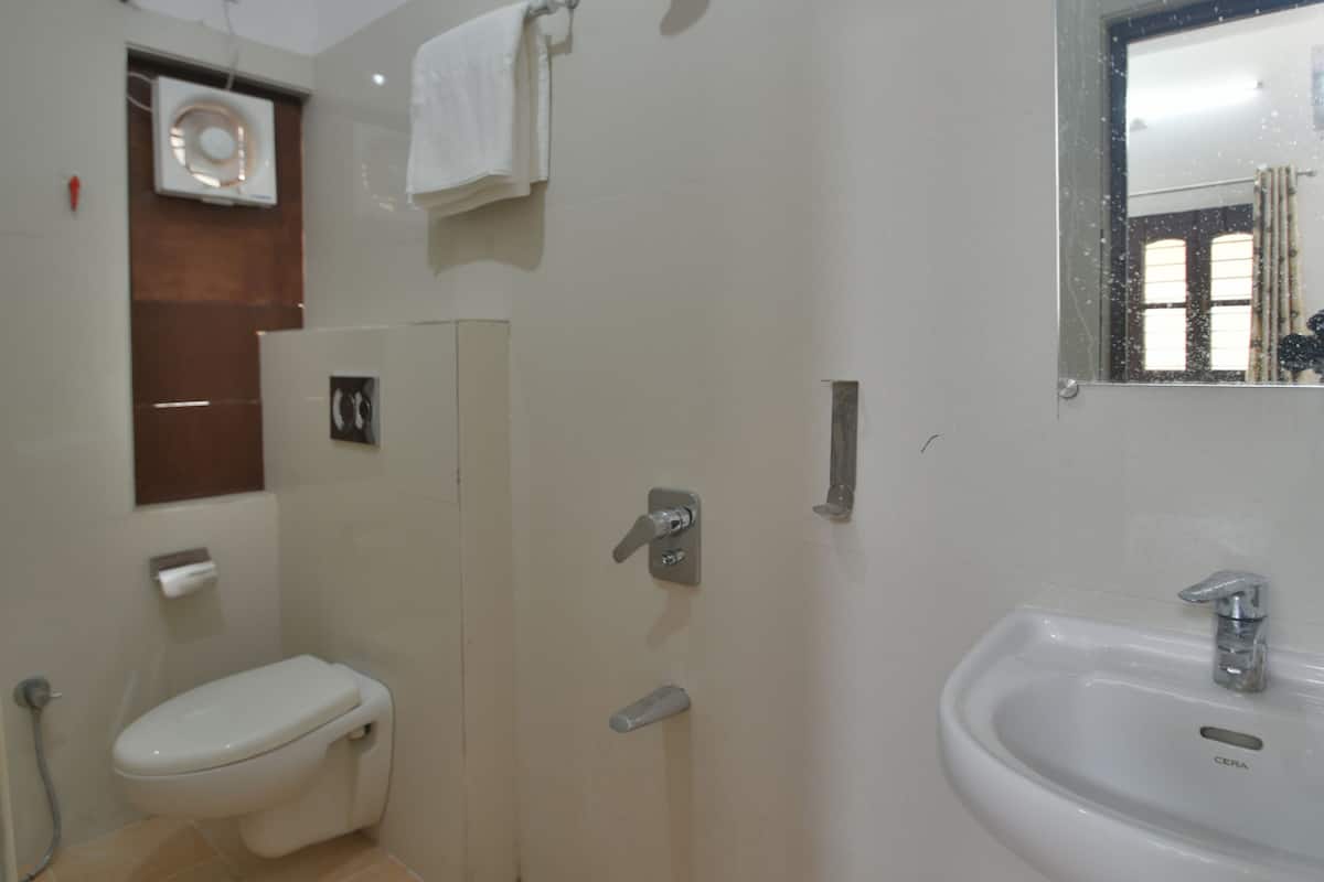 Shower, free toiletries, towels