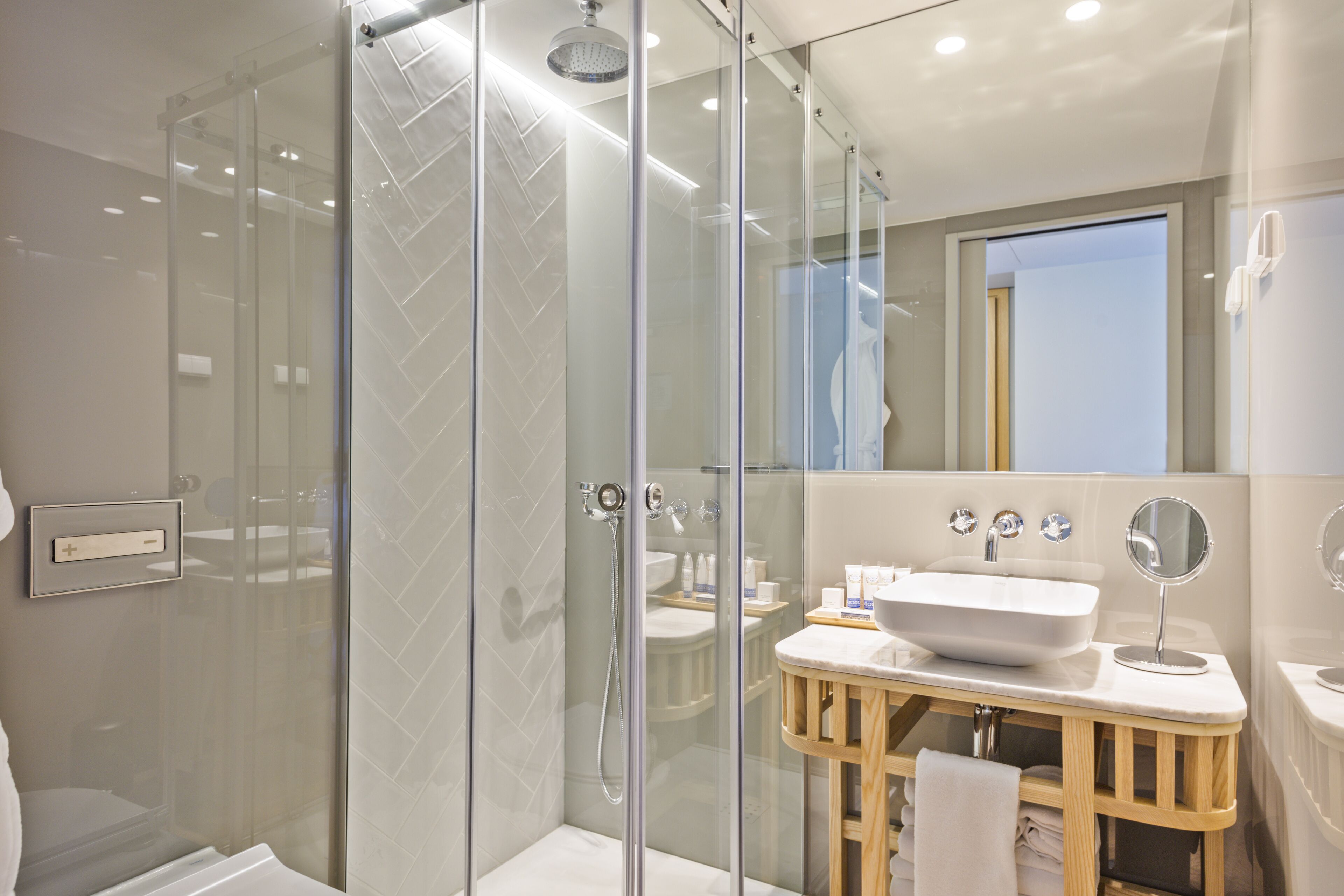 free toiletries, hair dryer, slippers, towels