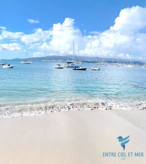 On the beach, beach towels