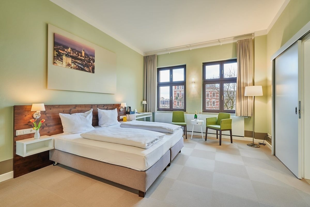 comfort double room | premium bedding, in-room safe, desk, laptop workspace