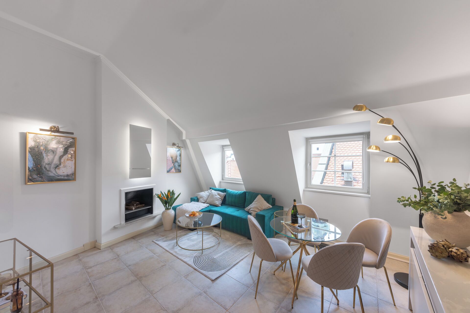 Luxury Apartment | Living area | Flat-screen TV, heated floors