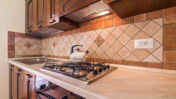 Apartment, 3 Bedrooms | Private kitchen | Full-size fridge, stovetop, cookware/dishes/utensils