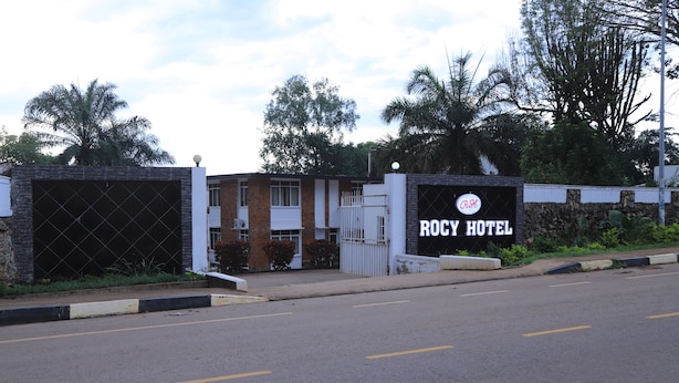 A gated entrance to a hotel with a sign reading 'ROCY HOTEL'. - Rocy Hotel (Mbale)