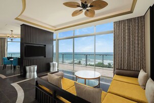 Presidential Suite, 2 Bedrooms, Ocean View | Premium bedding, down comforters, pillowtop beds, minibar