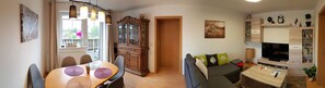 Smart TV, DVD player, books, music library