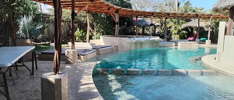 Outdoor pool, pool loungers