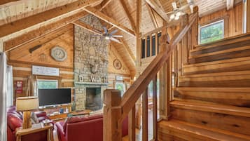 TV, fireplace, DVD player, stereo
