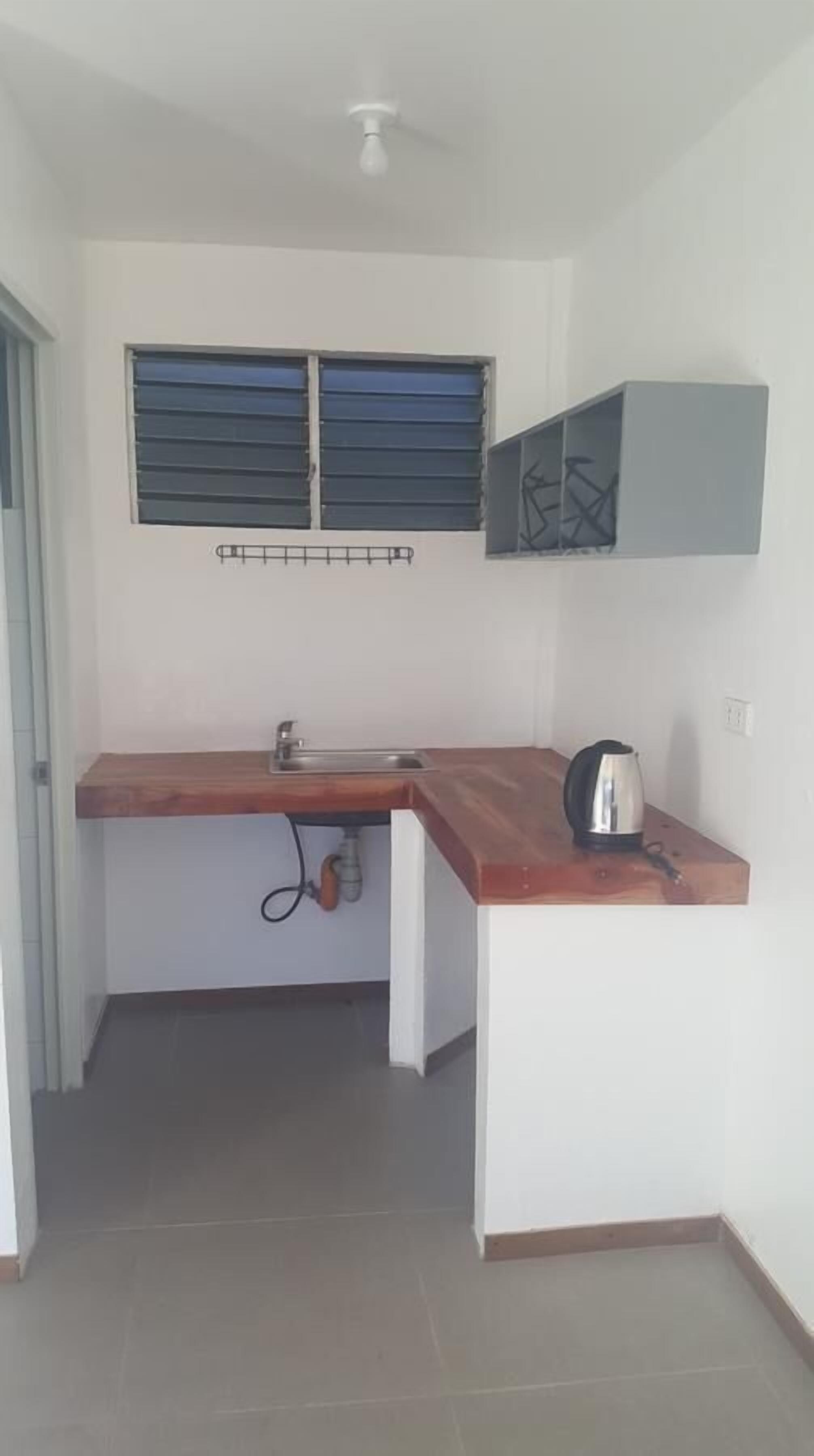 Chambre, 1 très grand lit, coin cuisine (Fan Room) | Cuisine privée | Bouilloire électrique