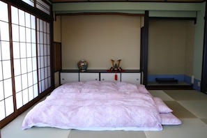 Blackout curtains, iron/ironing board, bed sheets