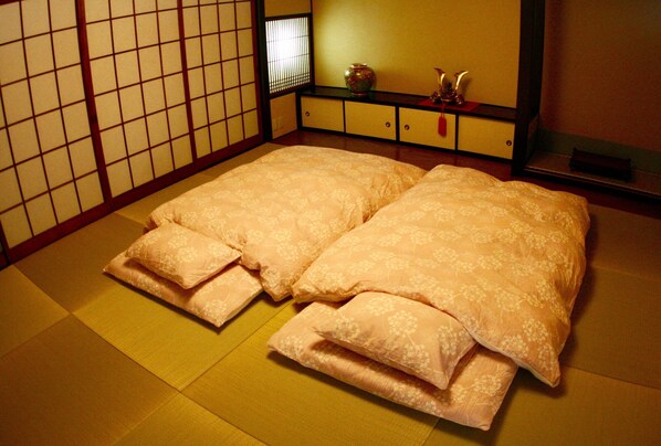 Blackout curtains, iron/ironing board, bed sheets