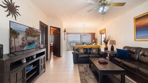 TV, DVD player, stereo