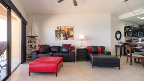 Smart TV, DVD player, books, stereo