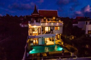 Front of property - evening/night - 2 Bedroom Sea View Villa Big Buddha (Koh Samui)