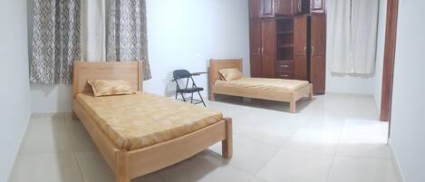 Desk, free WiFi, bed sheets