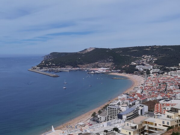 On the beach, beach towels