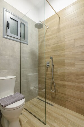 Triple Room, City View | Bathroom | Shower, free toiletries, hair dryer, towels