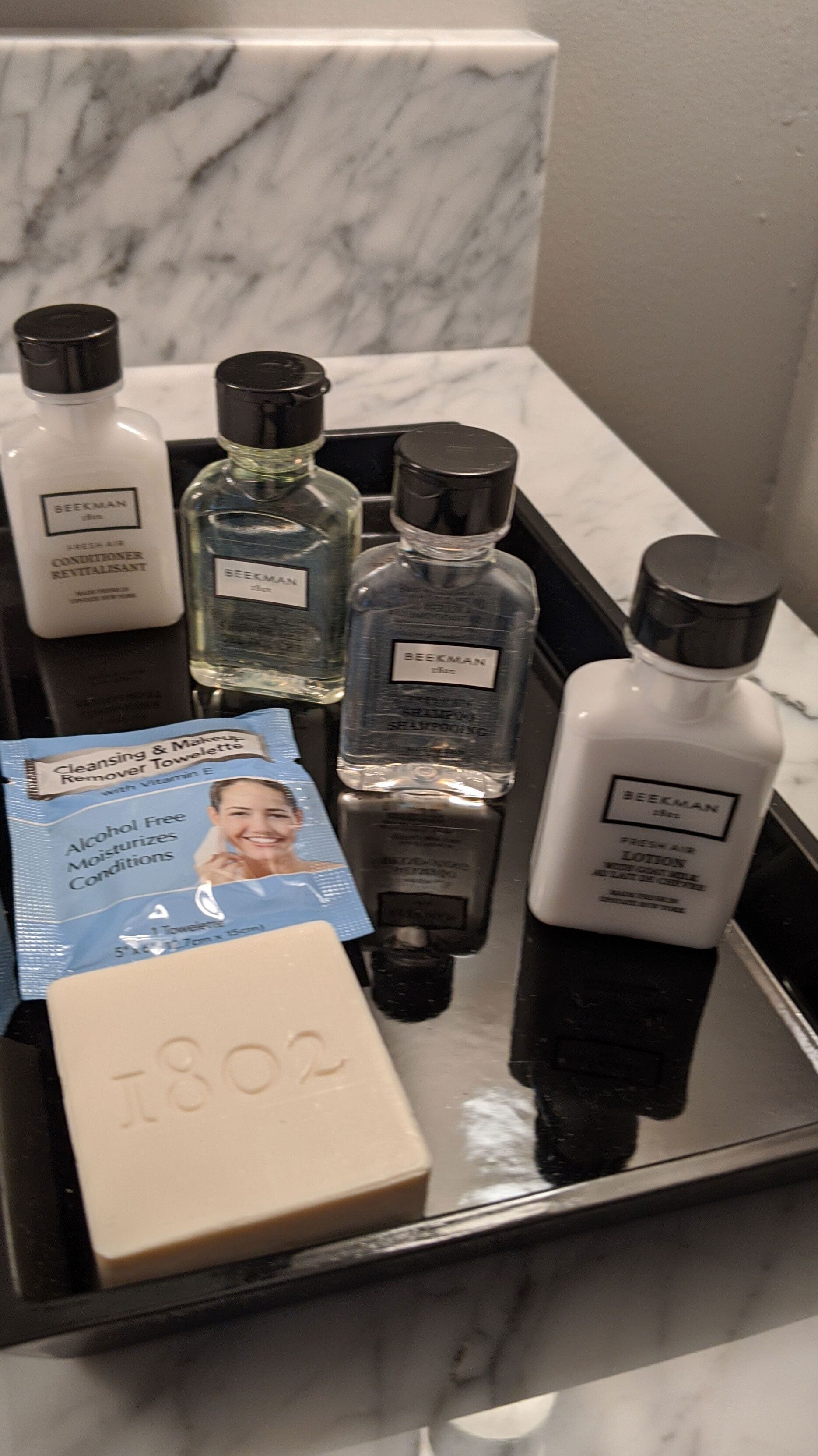 free toiletries, hair dryer, towels, soap