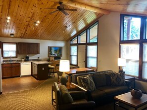 Televisio, takka, pöytätennispöytä