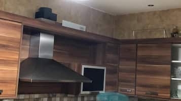 Fridge, microwave, stovetop, electric kettle