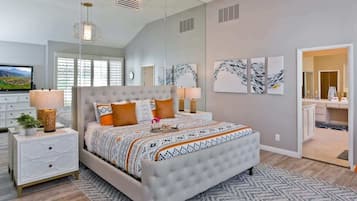 4 bedrooms, desk, iron/ironing board, travel crib