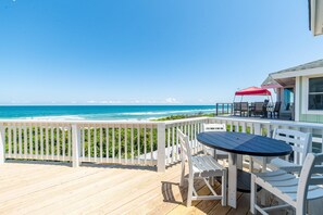 Outdoor dining - C0646 After Math. Oceanfront, Pool, Hot Tub, Elevator, Handicap Access (Corolla)