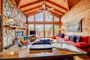 TV, fireplace, DVD player - Inviting cabin w/ mountain views, private indoor hot tub, gas grill, & deck (Blue Ridge)