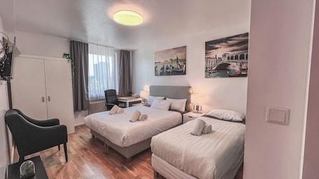 Individually decorated, individually furnished, desk, laptop workspace