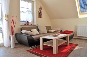 TV, fireplace - 3 room upper floor - Apartment Ferienhaus Müritzlust - Ferienwohnungen / (Röbel/Müritz)