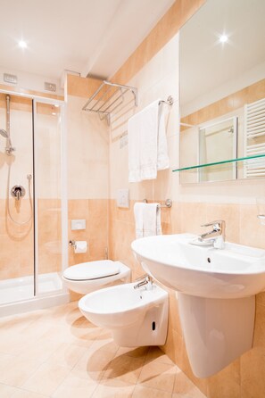 Doppia uso singolo | Bagno | Doccia, soffione a pioggia, asciugacapelli, bidet