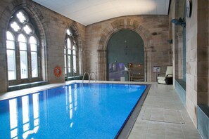 Indoor pool, a heated pool - Major's Apartment in Loch Ness Abbey with pool, gym, tennis and more! (Fort Augustus)