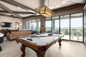 TV, video game console, DVD player, table football