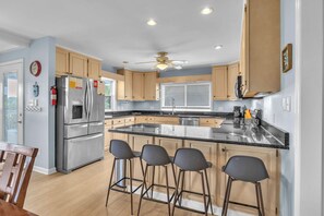 Fridge, microwave, oven, dishwasher