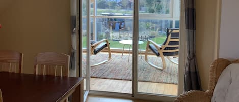 TV, DVD player, books, music library