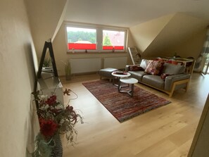 TV, DVD player, books, music library