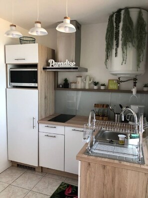 Kühlschrank, Mikrowelle, Ofen, Herdplatte