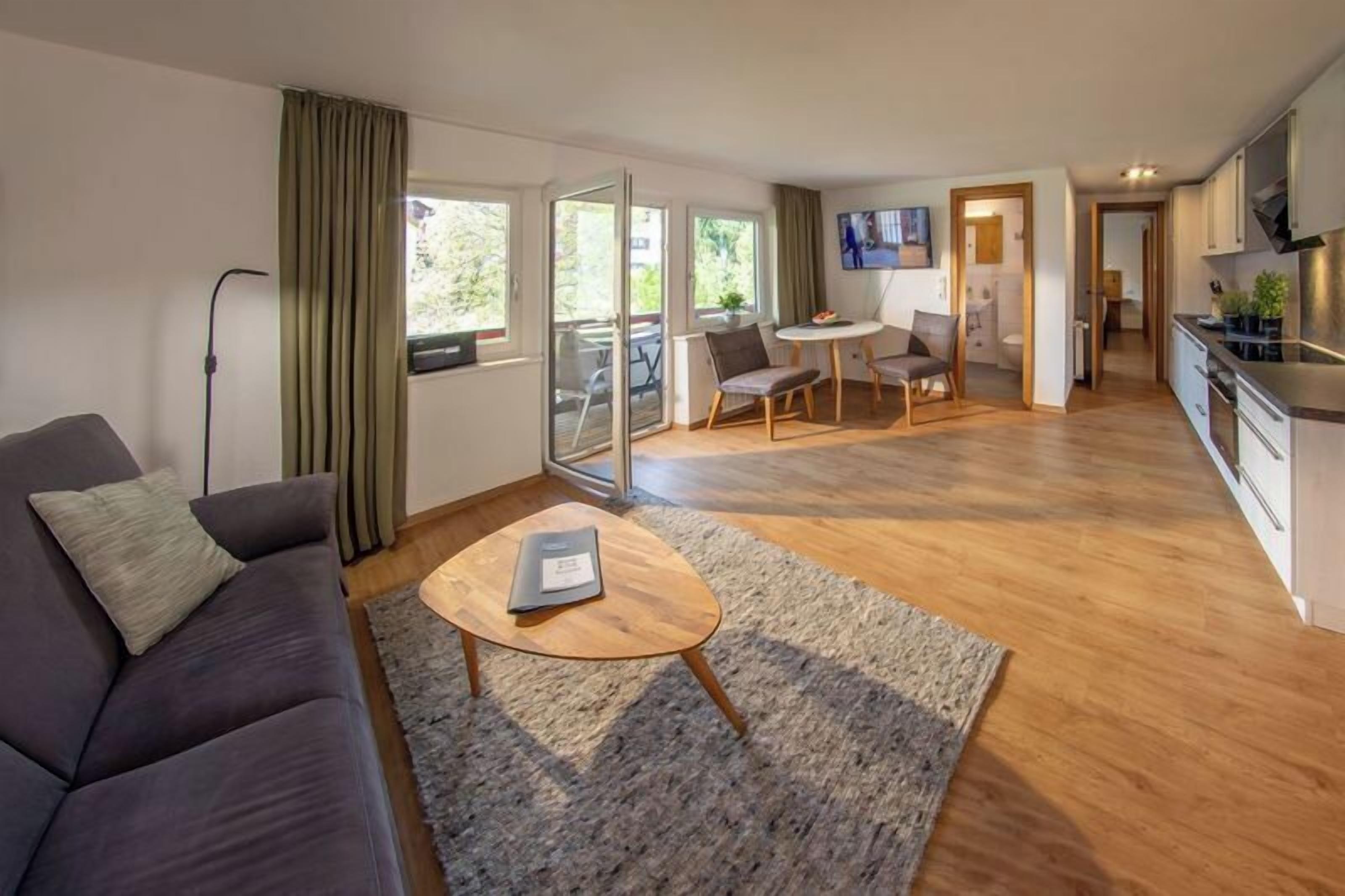 Leilighet – comfort, balkong | Oppholdsområde | En 49-tommers LED-TV med digitale kanaler