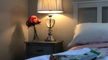 2 bedrooms, blackout curtains, iron/ironing board, free WiFi