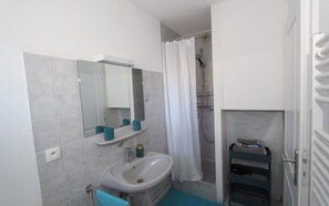 Shower, hair dryer, toilet paper