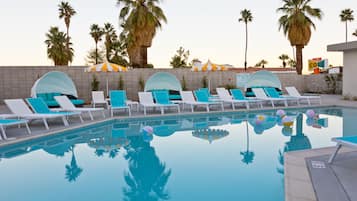 Outdoor pool, free cabanas, pool umbrellas