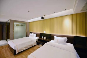 Individually furnished, desk, laptop workspace, blackout curtains