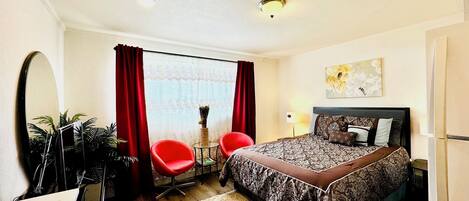 1 bedroom, iron/ironing board, travel crib, WiFi (free)