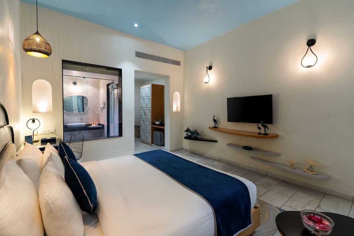Habitación ejecutiva, bañera | 1 dormitorio, ropa de cama de alta calidad, colchones viscoelásticos