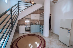 Fridge, oven, stovetop
