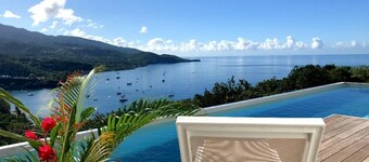 Luxe villa, uitzicht op de baai van Malendure, Cousteau reservaat en zout zwembad